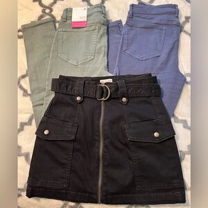 Juniors Size 3 SO Belted Jeggings & Shirt - Bundle Lot of 2 Pants & 1 Skirt